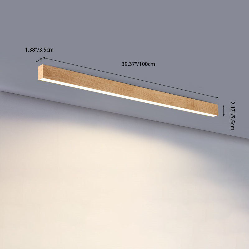 Flur-Deckenleuchte Holz länglich mit integrierter LED – 60 100 oder 120 cm - Deckenleuchten