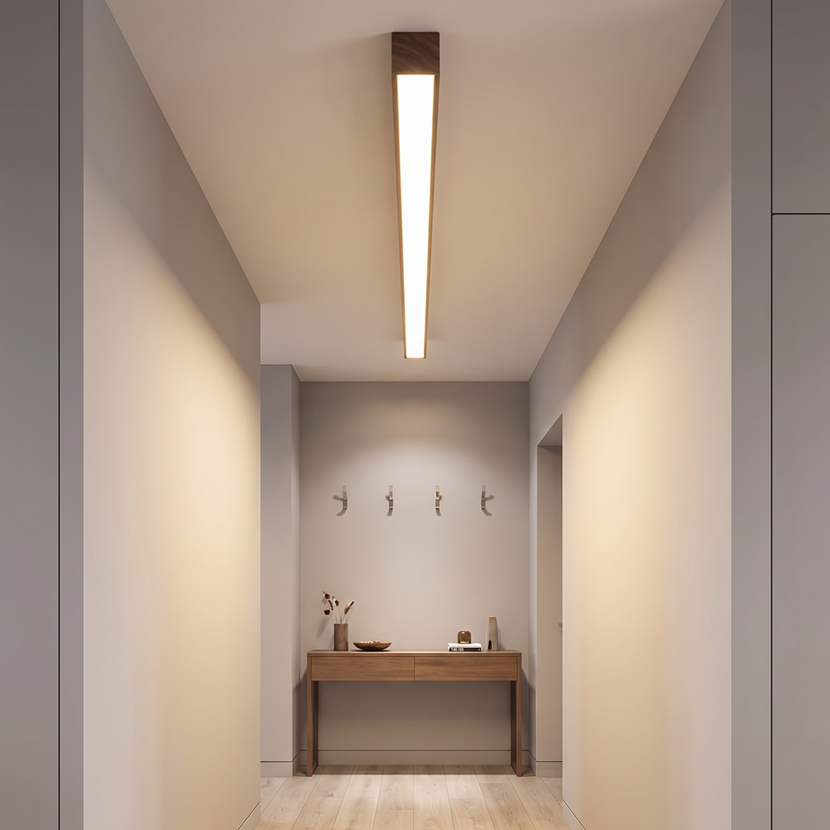 Flur-Deckenleuchte Holz länglich mit integrierter LED – 60 100 oder 120 cm - Deckenleuchten