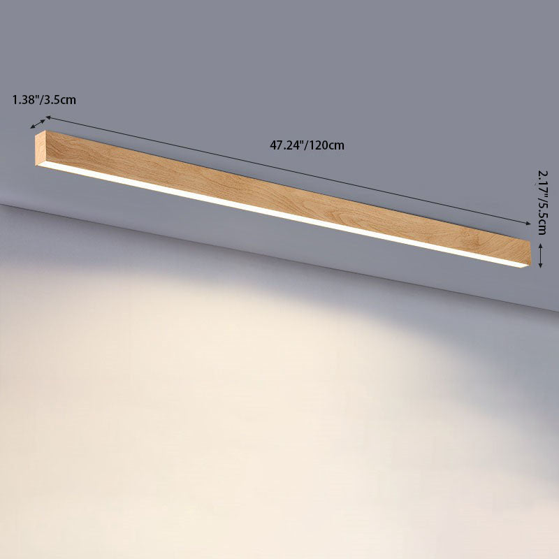 Flur-Deckenleuchte Holz länglich mit integrierter LED – 60 100 oder 120 cm - Deckenleuchten