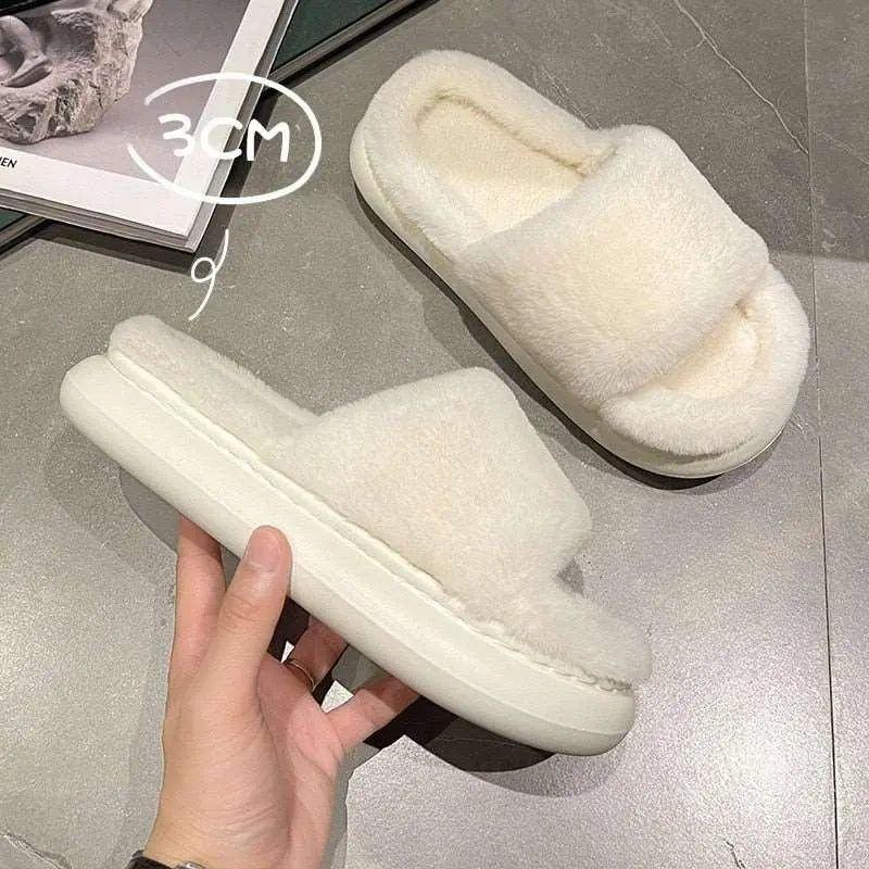 Fuzzy - Dicke flauschige Pelzpantoffeln - Damenschuhe