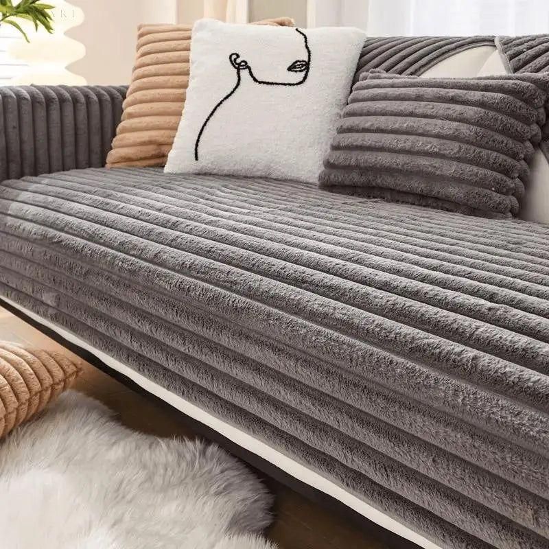 Fuzzy - Sofabezug L Form - gibt Ihrem Sofa neuen Schwung - 70x70cm / Anthrazitgrau - Sofabezug