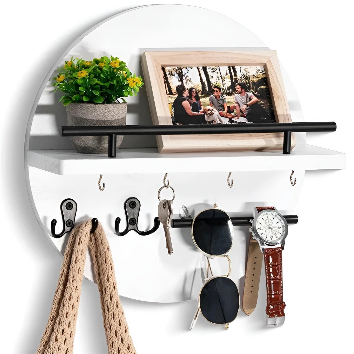 Wandgarderobe mit Ablage – Aus Holz & Metall | Perfekt für den Eingangsbereich