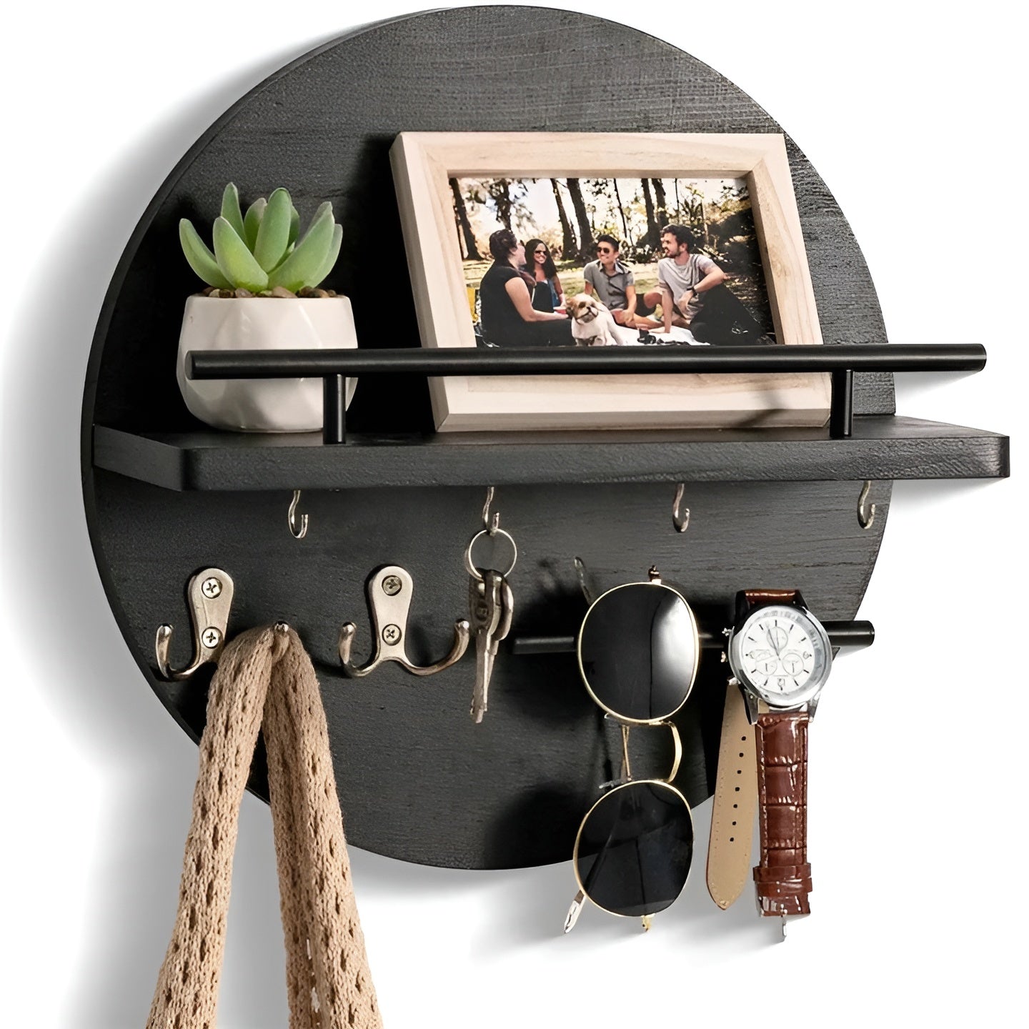 Wandgarderobe mit Ablage – Aus Holz & Metall | Perfekt für den Eingangsbereich