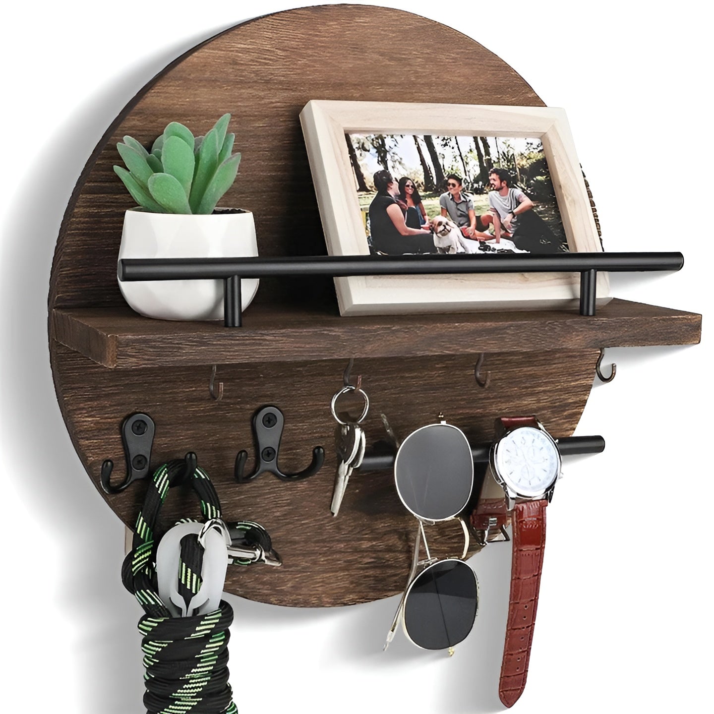 Wandgarderobe mit Ablage – Aus Holz & Metall | Perfekt für den Eingangsbereich