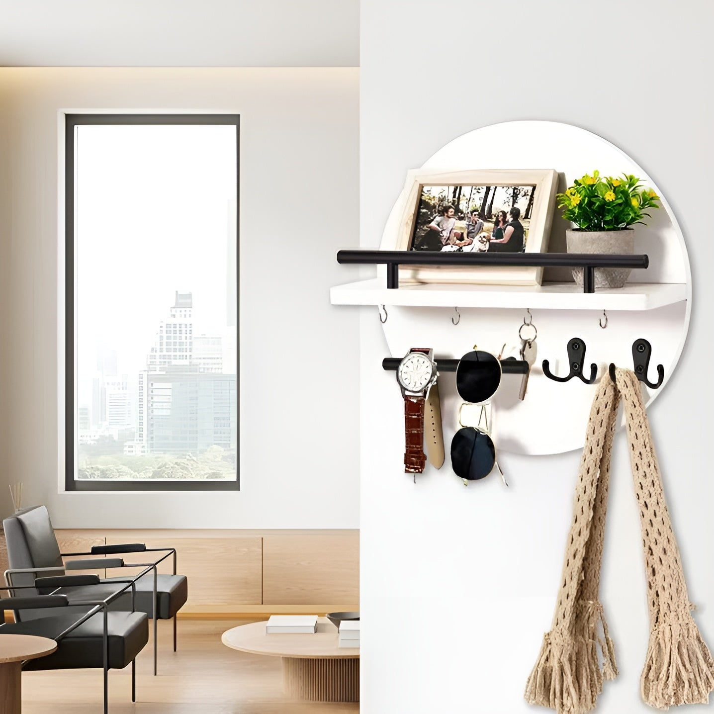 Wandgarderobe mit Ablage – Aus Holz & Metall | Perfekt für den Eingangsbereich