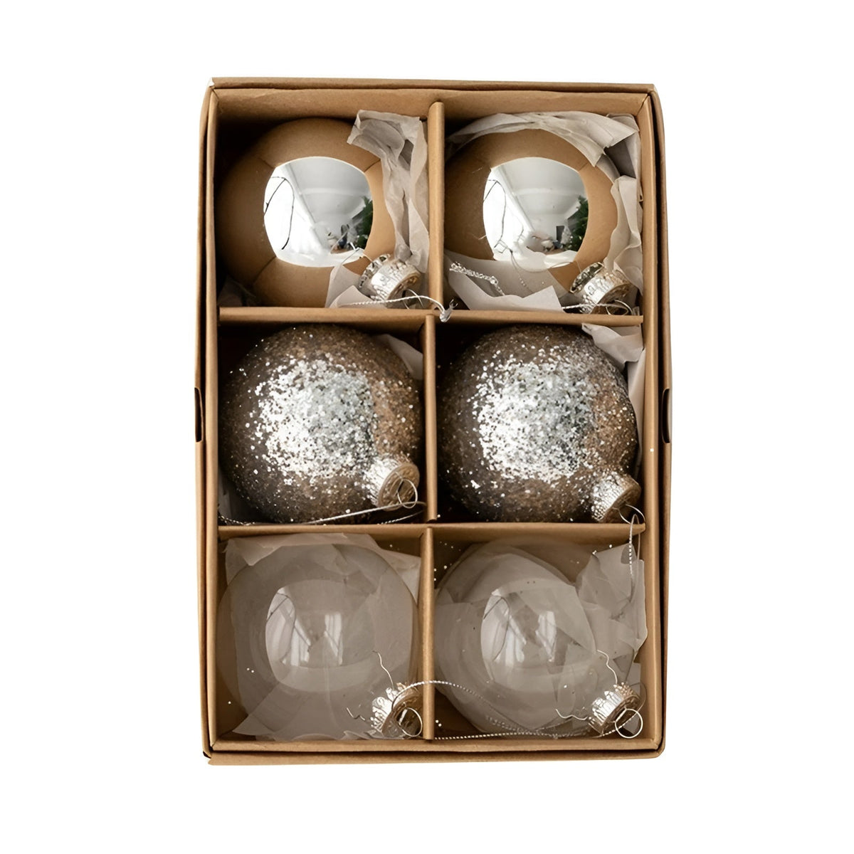 Glas-Christbaumkugeln Set (6 Stück) – Elegant & Glänzend | Für Stilvolle Weihnachtsdekoration zu Hause - Wohnzubehör