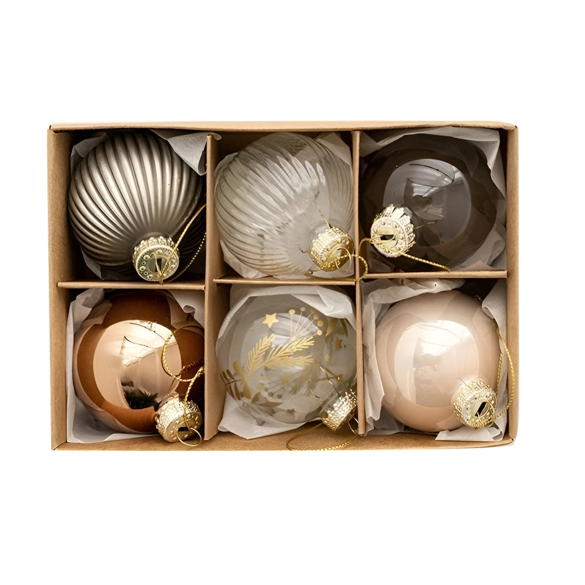 Glas Christbaumkugeln Set (6 Stück) – Elegant und Glänzend | Perfekt für Weihnachtsbaum & Deko - Saisonale Dekoration