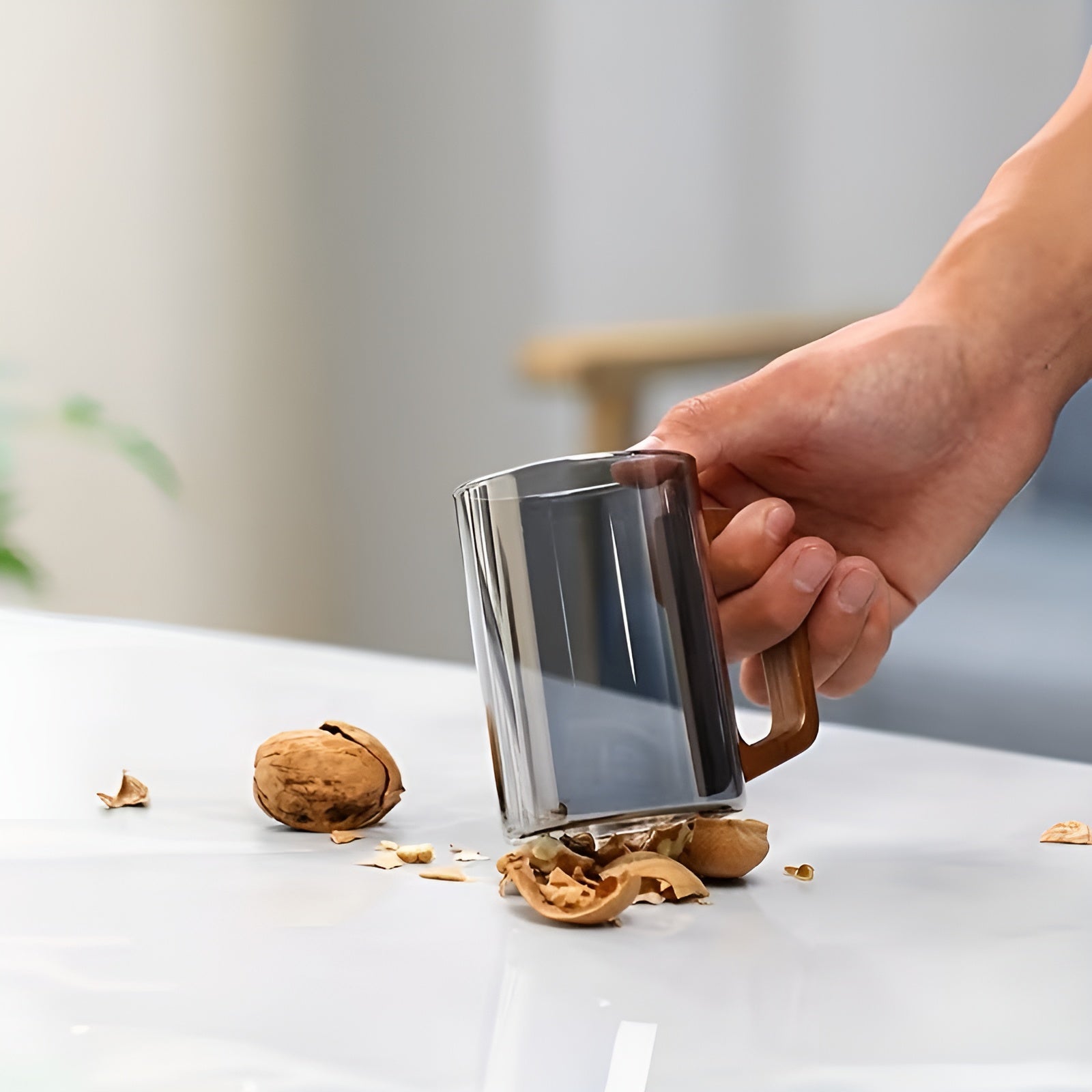 Glasbecher-Set mit Holzgriff – Hitzebeständig und Stilvoll | Perfekt für Tee Wasser und Gästebewirtung - Glasbecher-Set