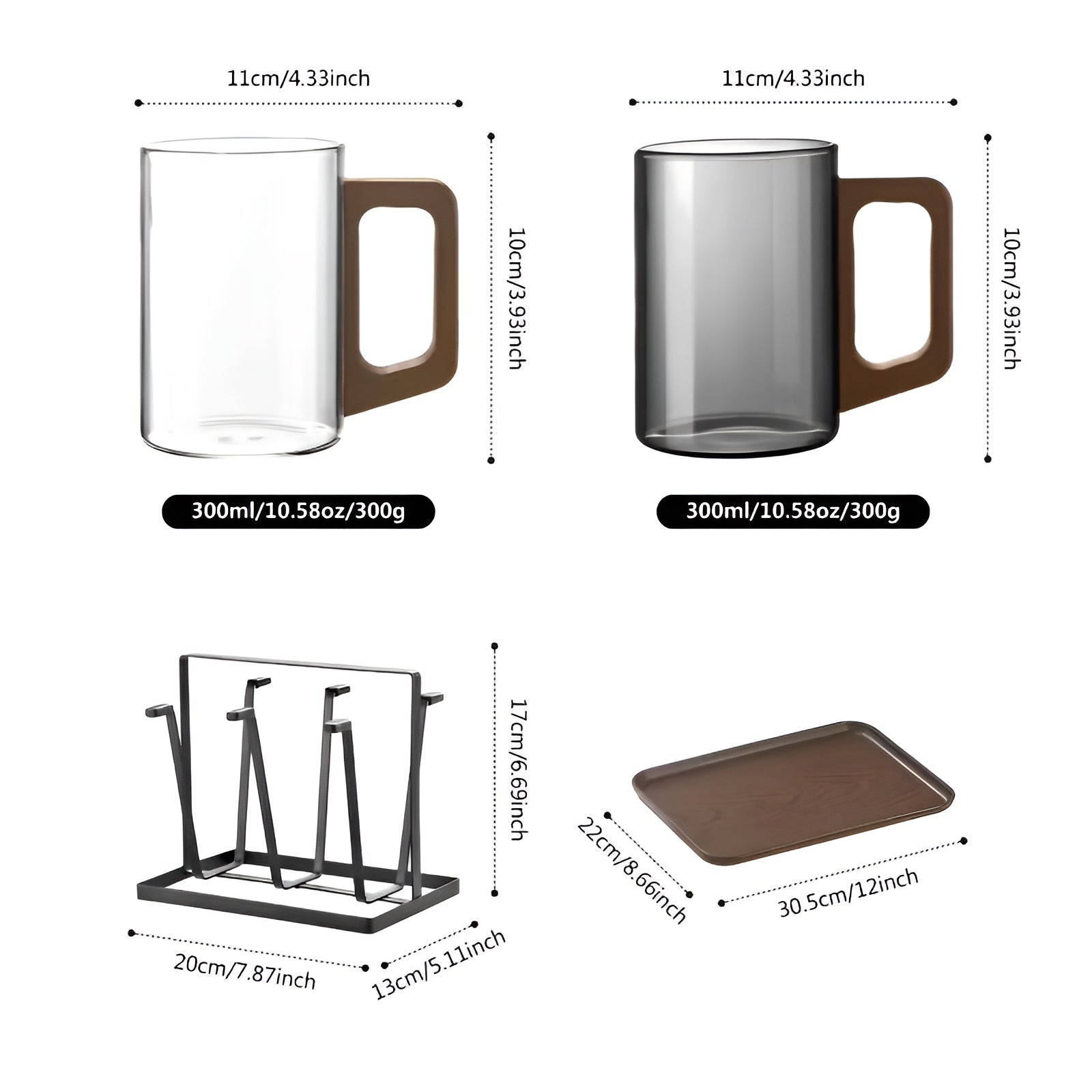 Glasbecher-Set mit Holzgriff – Hitzebeständig und Stilvoll | Perfekt für Tee Wasser und Gästebewirtung - Glasbecher-Set