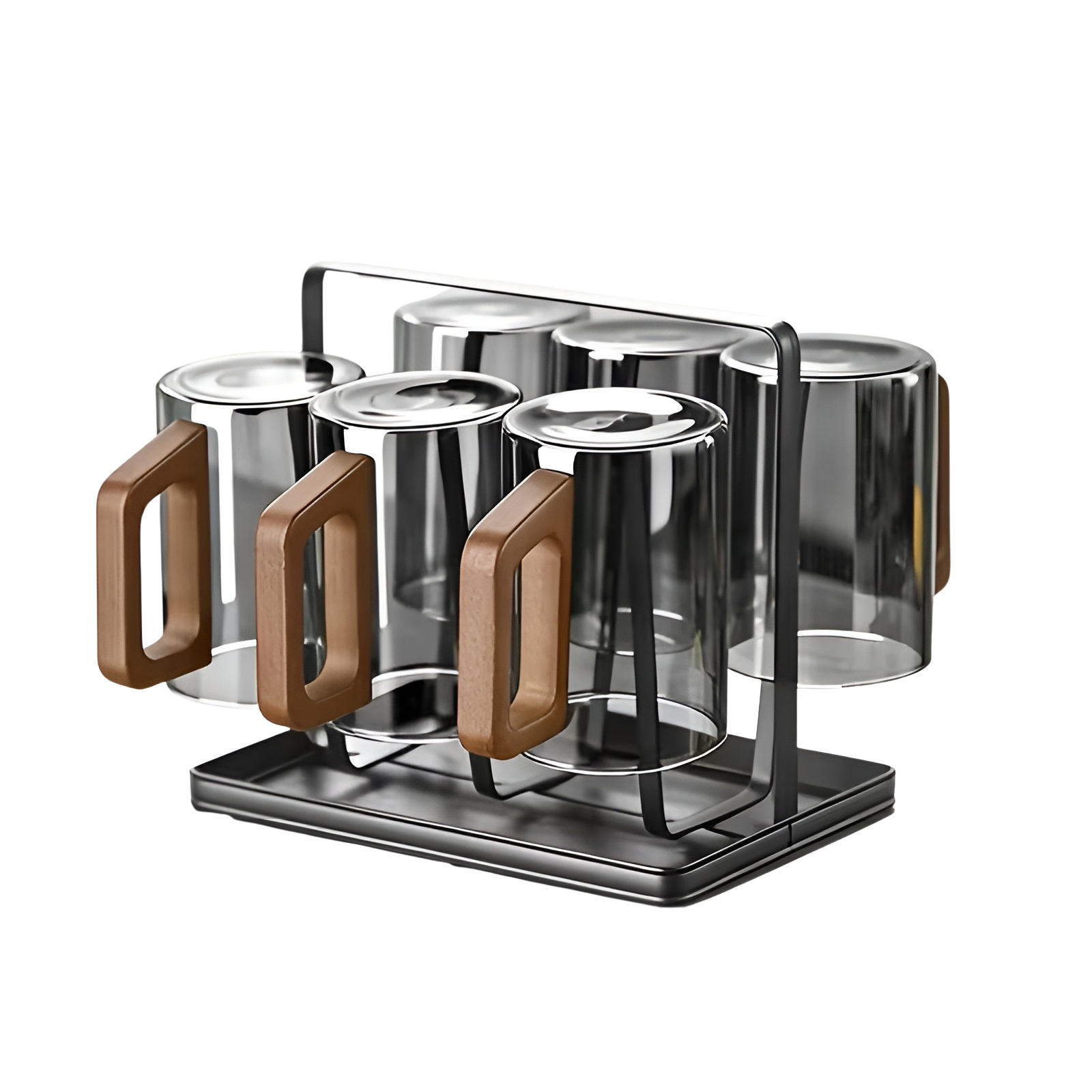 Glasbecher-Set mit Holzgriff – Hitzebeständig und Stilvoll | Perfekt für Tee Wasser und Gästebewirtung - Glasbecher-Set