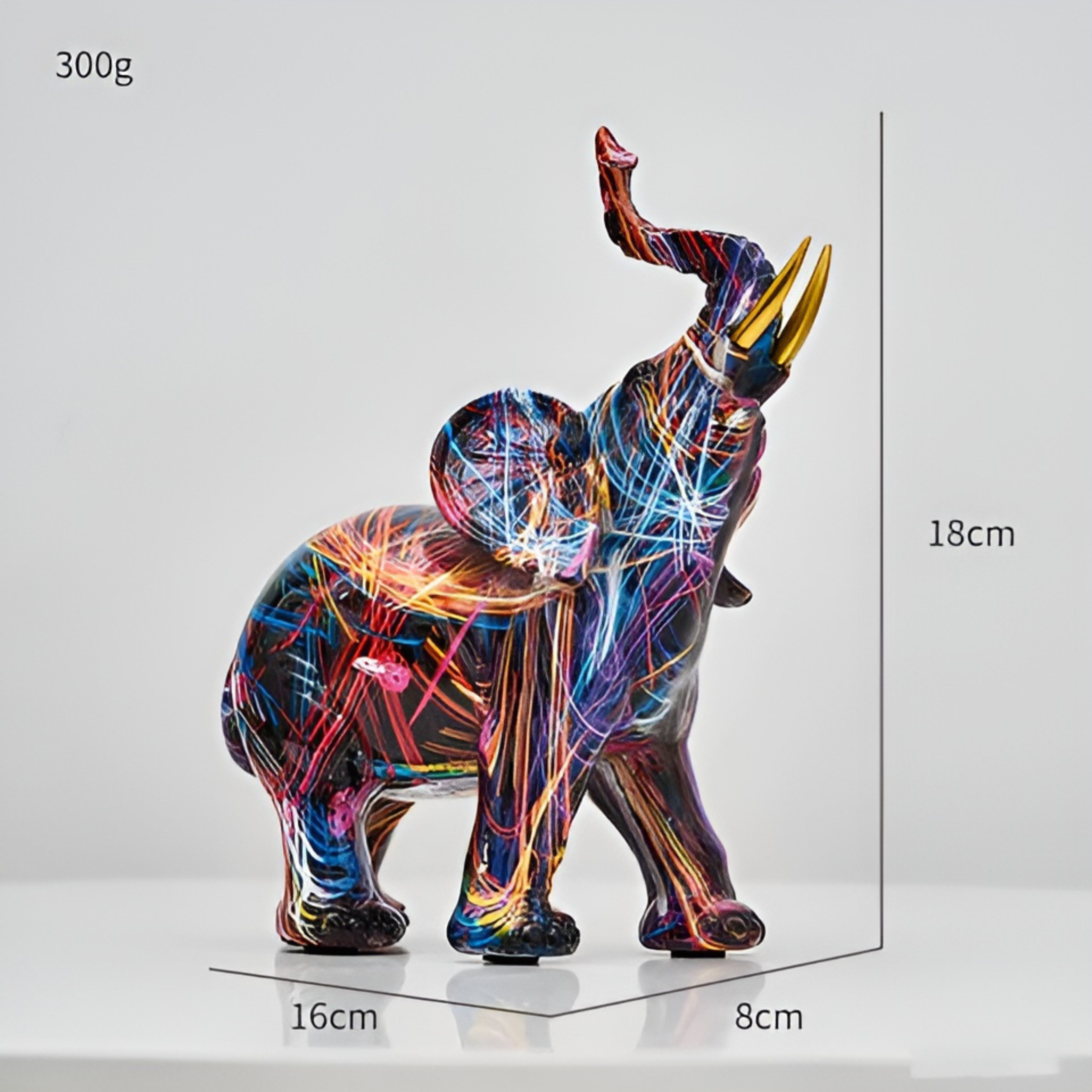 Graffiti Elefant Figur – Kreative Kunstdekoration für Wohnzimmer und Büro - Dekorative Figur