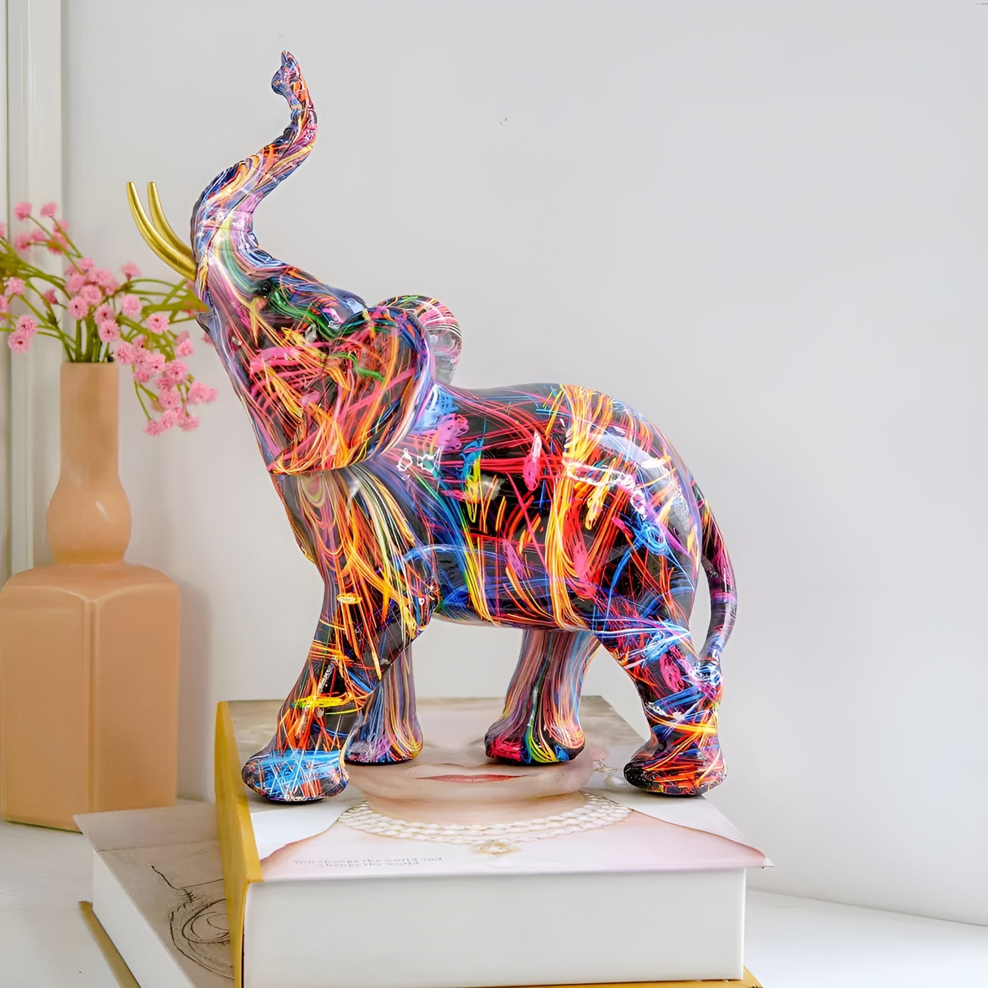 Graffiti Elefant Figur – Kreative Kunstdekoration für Wohnzimmer und Büro - Dekorative Figur