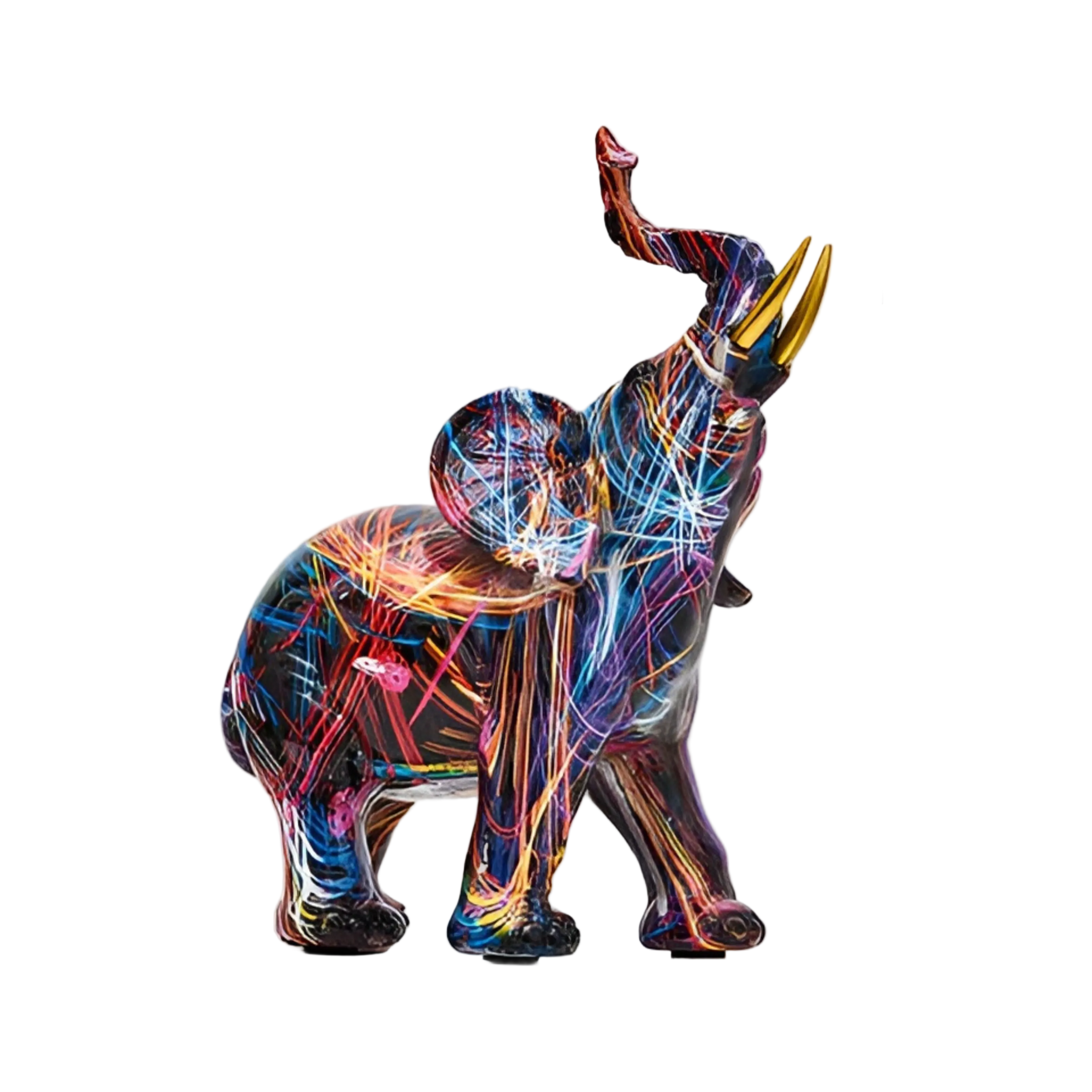 Graffiti Elefant Figur – Kreative Kunstdekoration für Wohnzimmer und Büro - Dekorative Figur