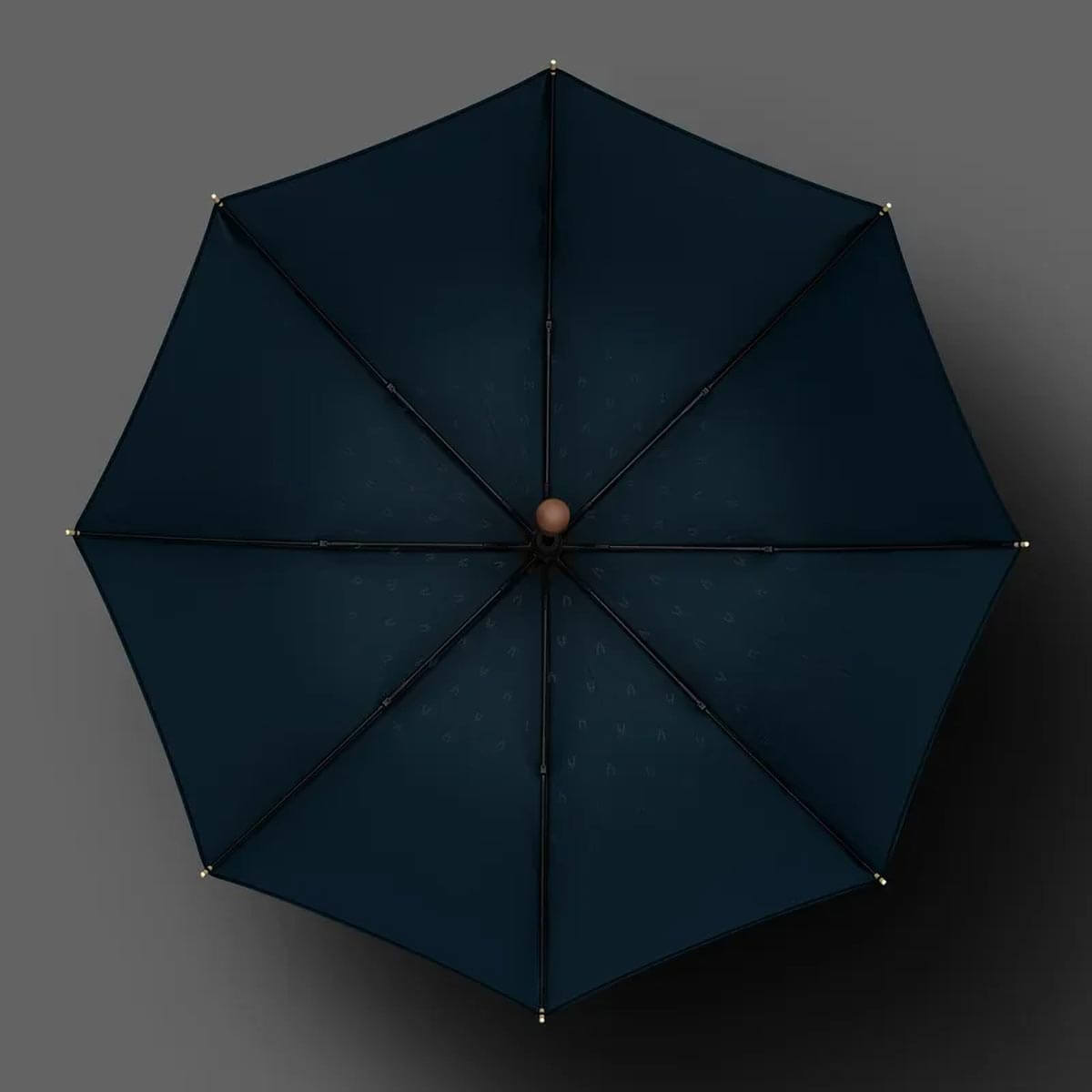 Großer marineblauer Regenschirm – 122 cm mit Holzgriff - Regenschirme