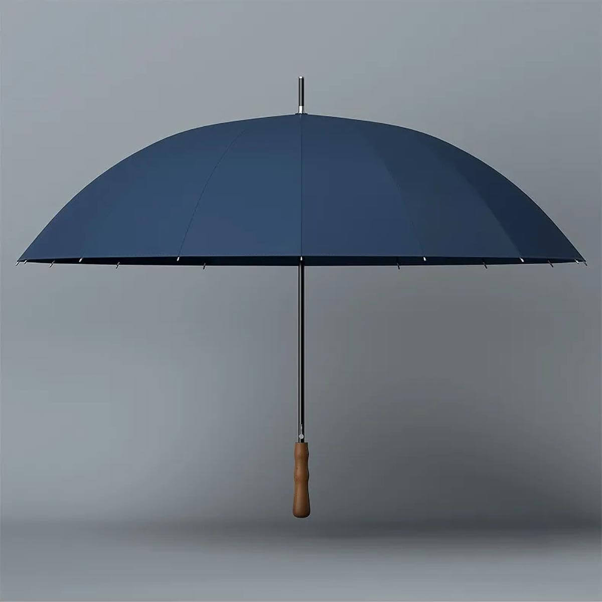 Großer Regenschirm mit Holzgriff und 16 Speichen – 120 cm - Regenschirme