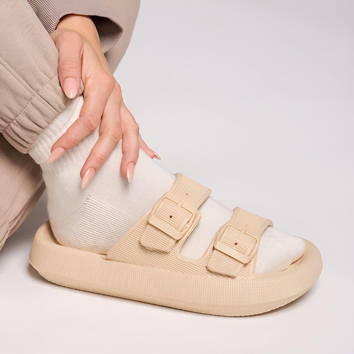 BeachCloud Slides - Ultra-Komfort Doppelschnalle Sommer-Pantoffeln - Elegare