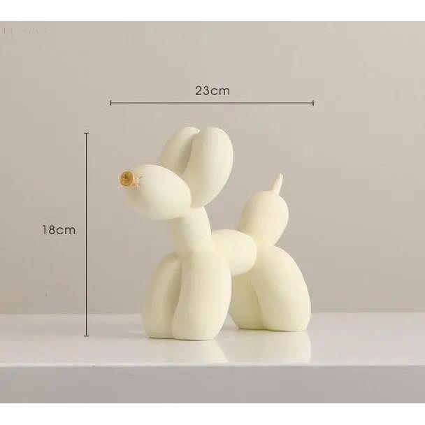 Haku - Ballonhundefigur mit goldener Schnauze - Crème - Skulptur