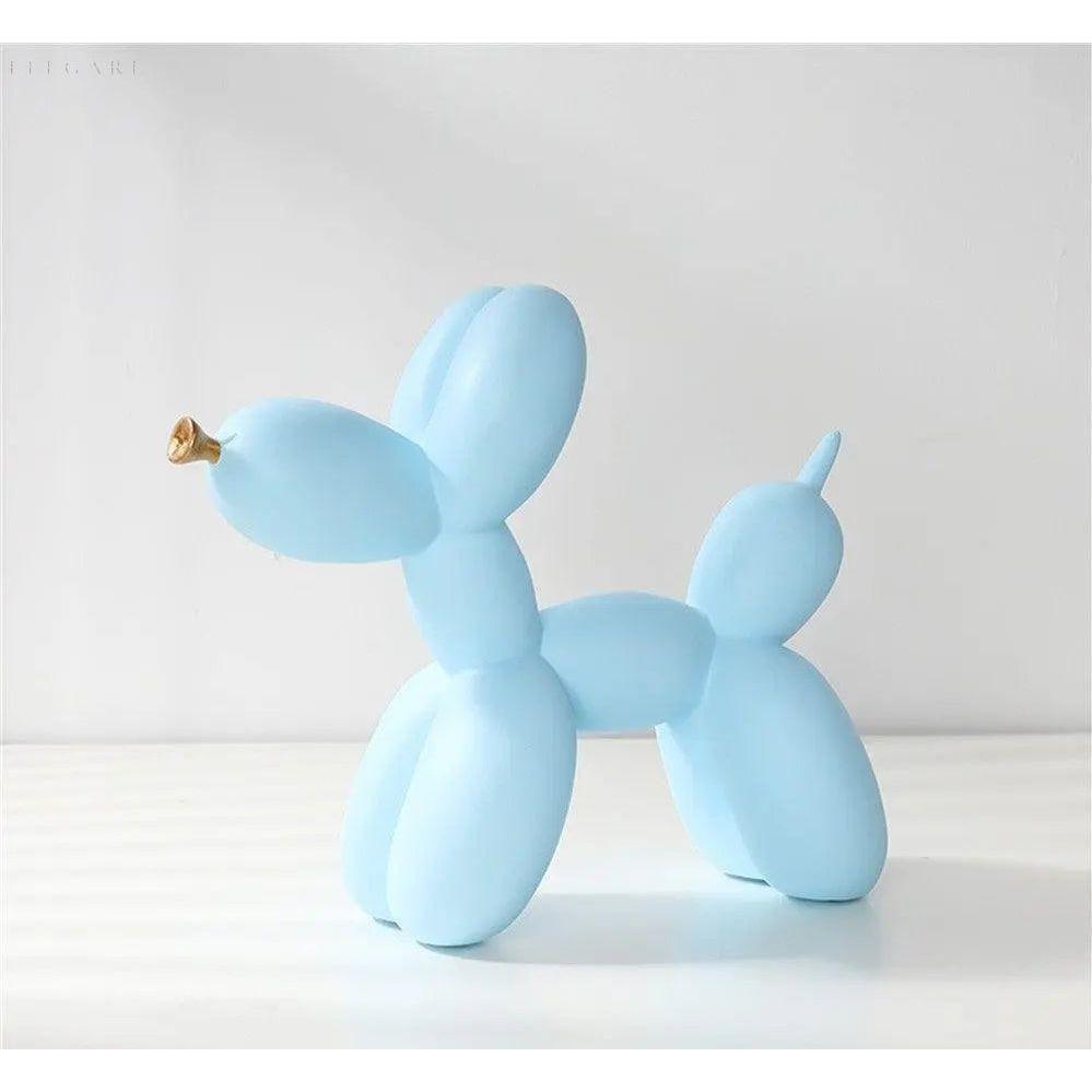 Haku - Ballonhundefigur mit goldener Schnauze - Hellblau - Skulptur