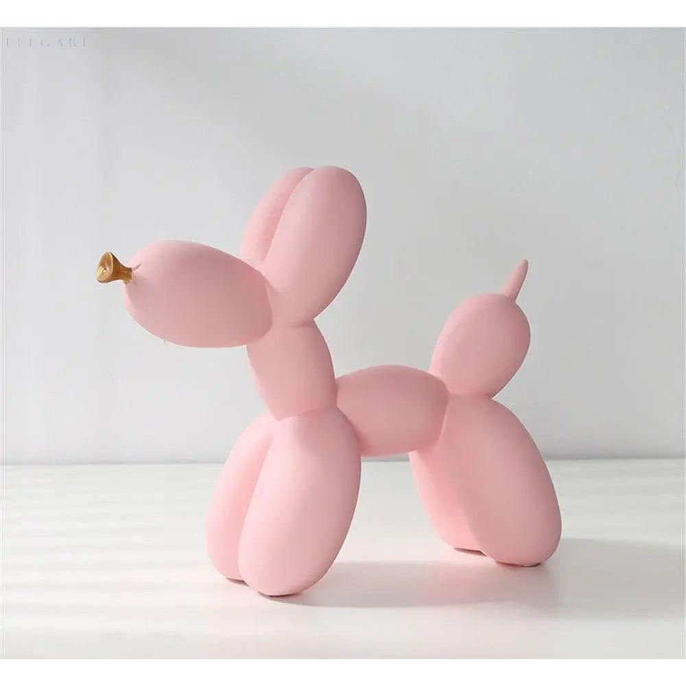 Haku - Ballonhundefigur mit goldener Schnauze - Rosa - Skulptur