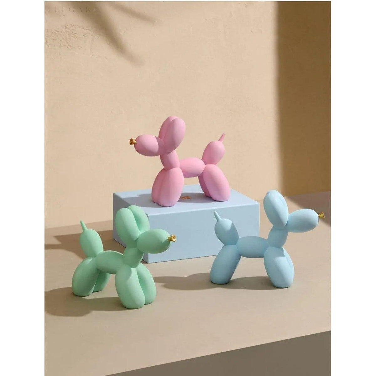 Haku - Ballonhundefigur mit goldener Schnauze - Skulptur