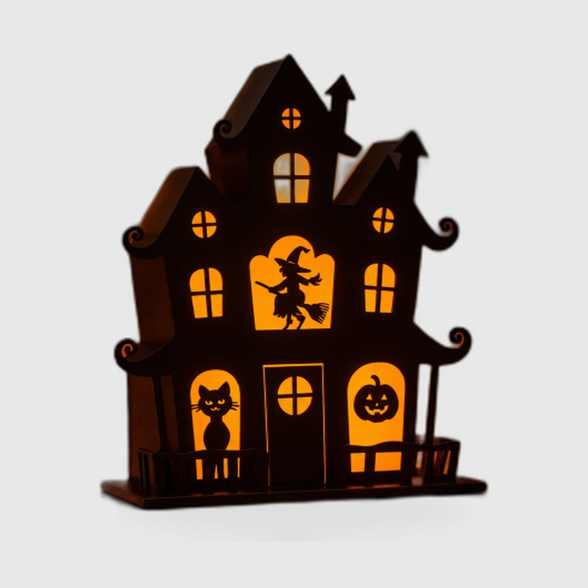 Halloween 3D Geisterhaus – LED-Dekoration mit warmem Licht - Halloween-Dekoration