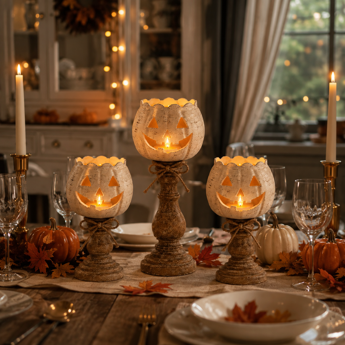 Halloween Kürbis Deko mit LED-Kerze – 12/15/18 cm - Geschenke – Saisonal – Halloween