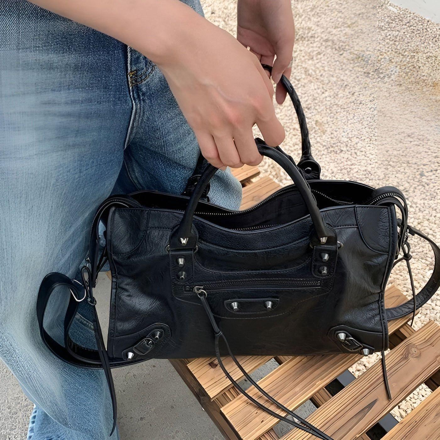 Handtasche für Damen – Klassisch Elegant & Geräumig | Perfekt für Alltag & Büro - Schwarz - Handtasche