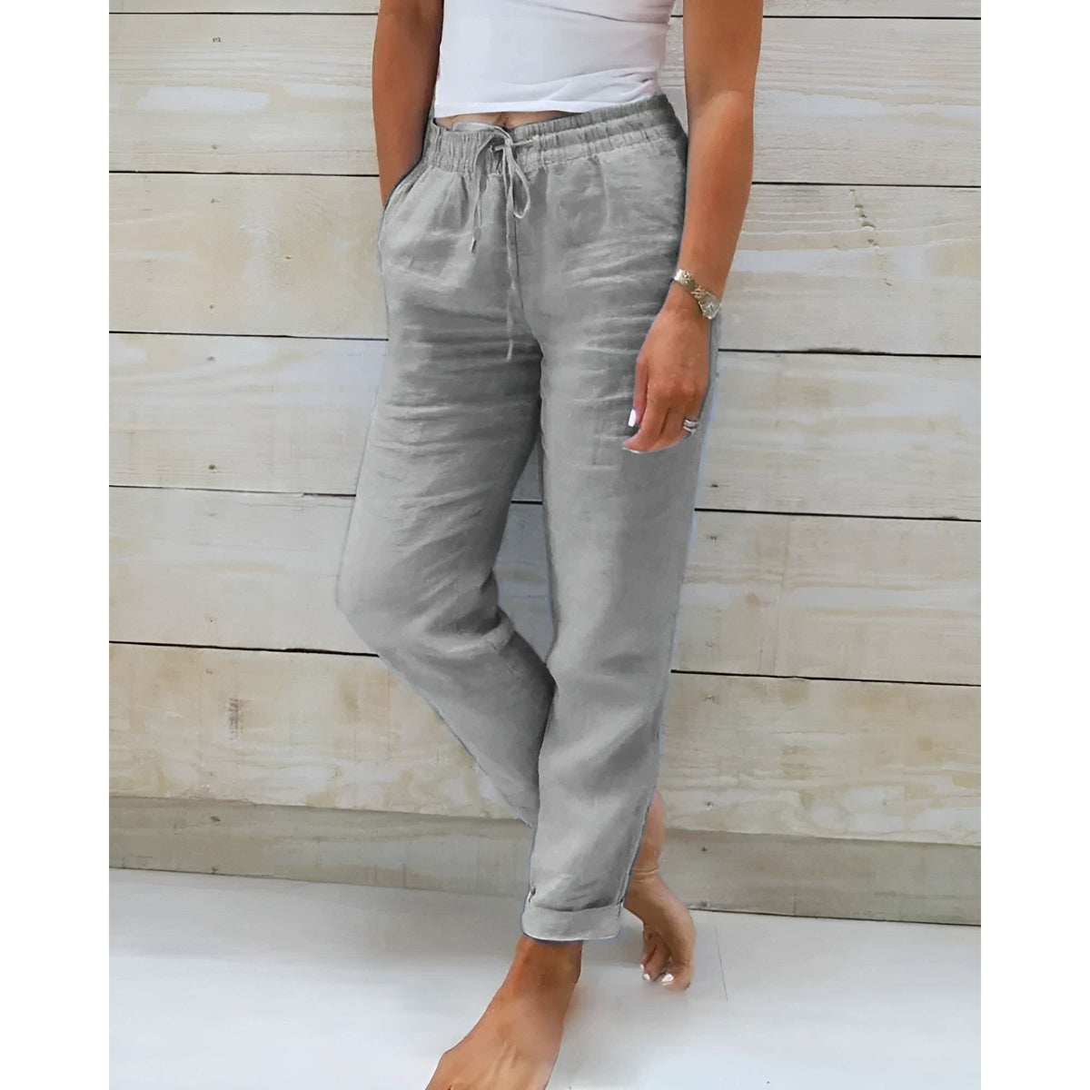 Hannah Pants - Lässige Sommerhosen für Damen - Grau / S - Wohnzubehör