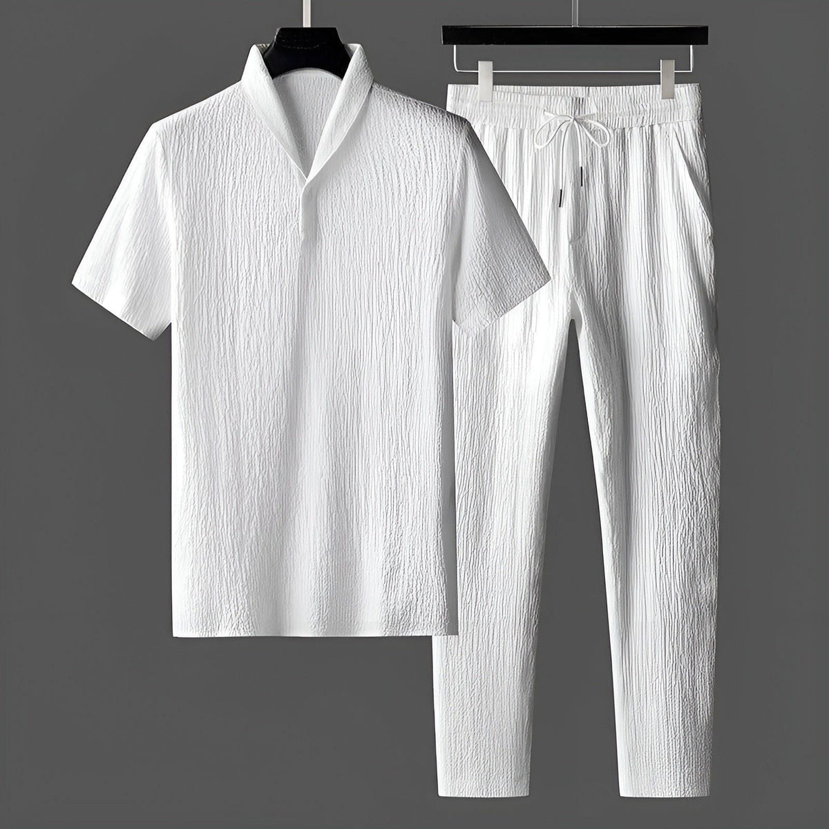 Hermann Set - Trendy Herren Sommer Set {Shirt und Hose} - Weiß / M - Herren-Set