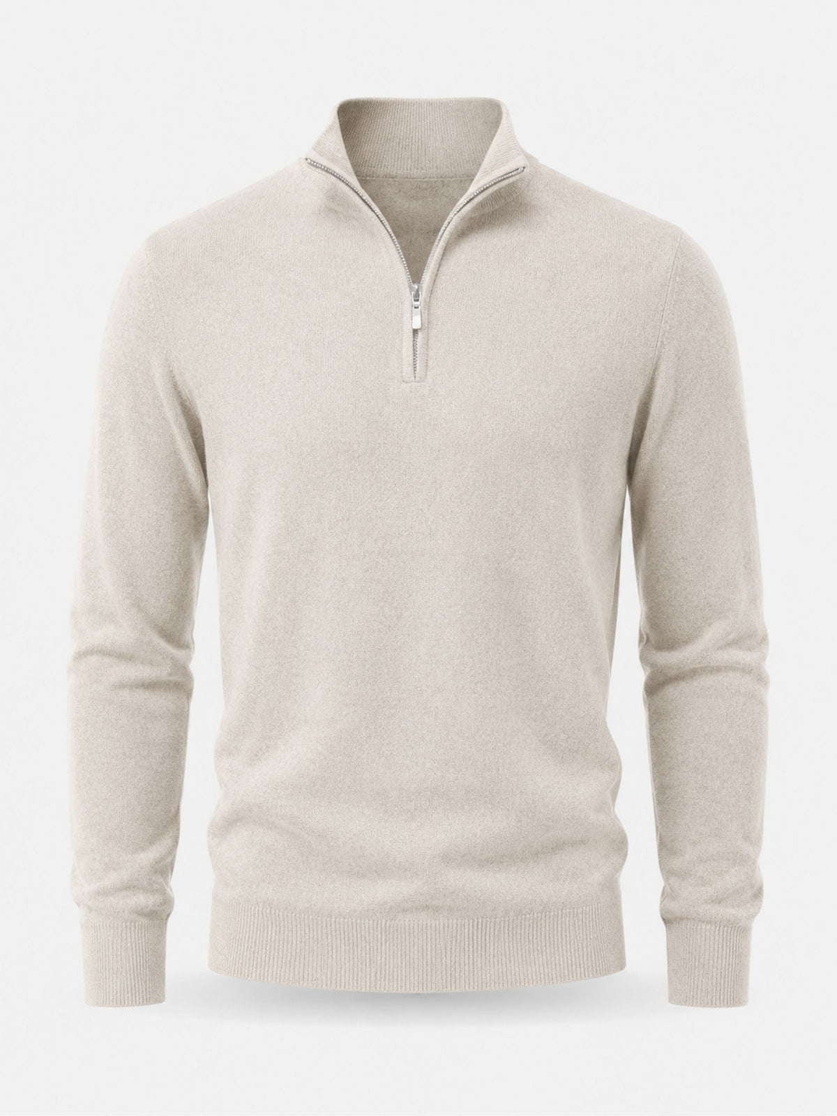 Herren Wollpullover mit Reißverschluss und Stehkragen - Bekleidung & Accessoires > Herrenoberbekleidung > Pullover &