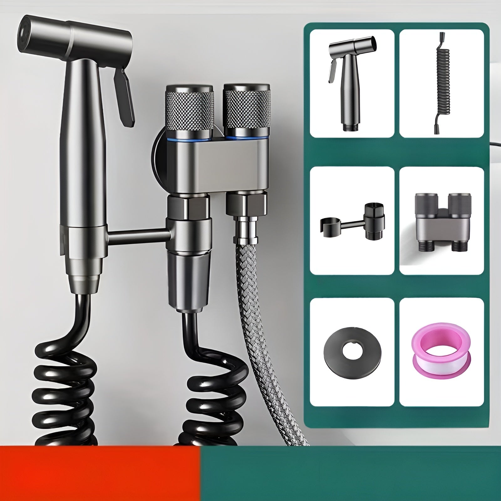Hochdruck Handbidet – Edelstahl Duschbrause Set | Für WC und Badezimmer - Schwarzes A - Bidet-Duschen