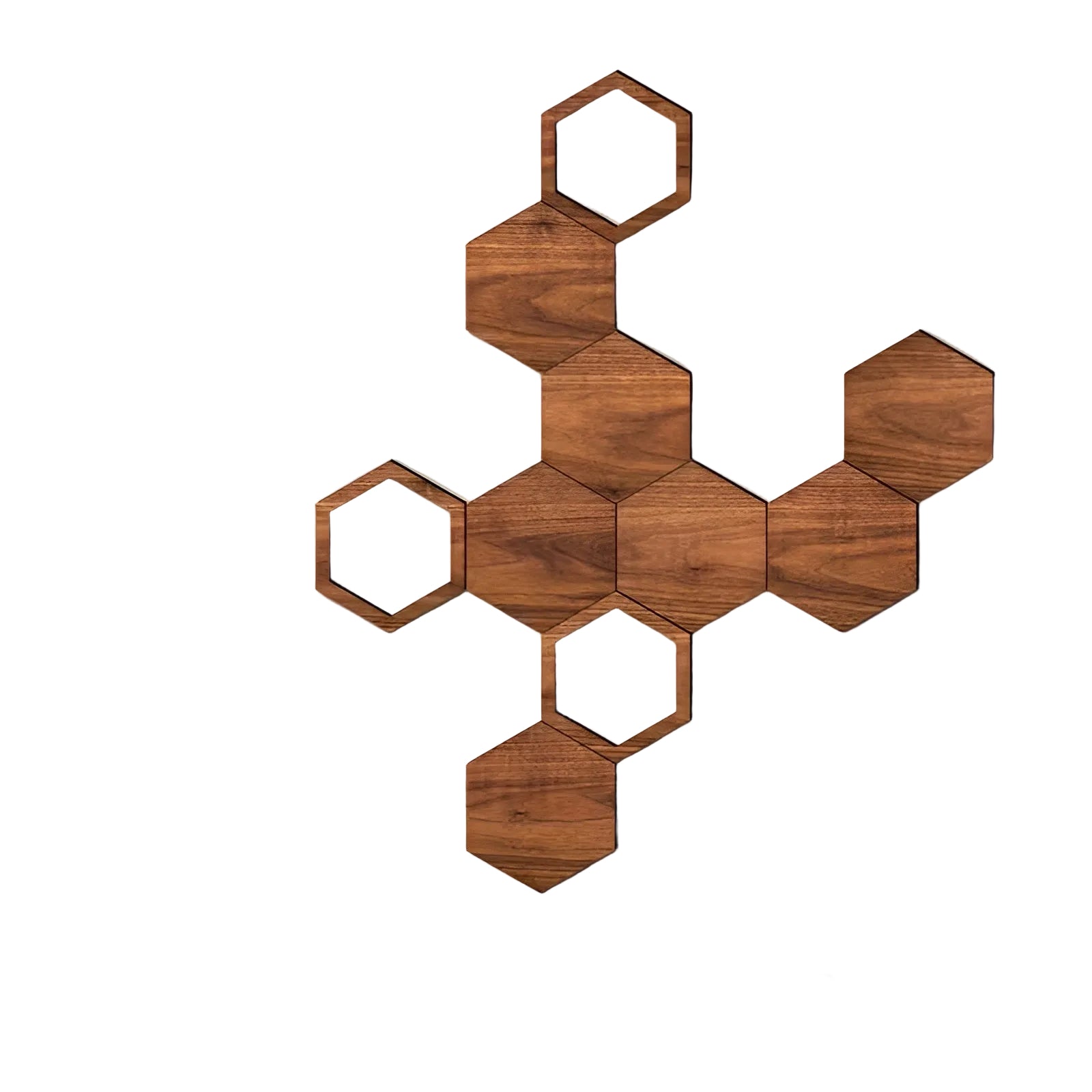 Holz Wanddeko 3D (11 Stück) – Geometrische Hexagon Wandgestaltung | Natürlich und Modern für jeden Raum - Wanddekor