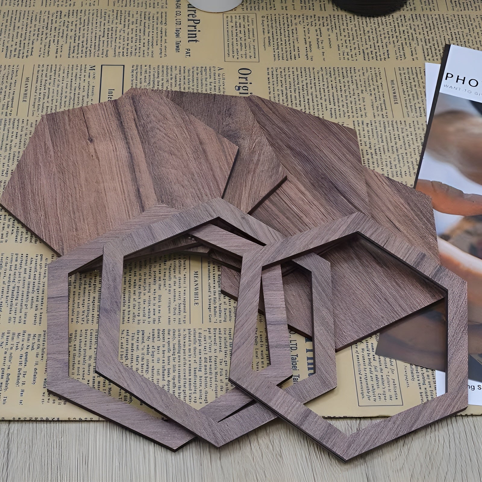 Holz Wanddeko 3D (11 Stück) – Geometrische Hexagon Wandgestaltung | Natürlich und Modern für jeden Raum - Wanddekor