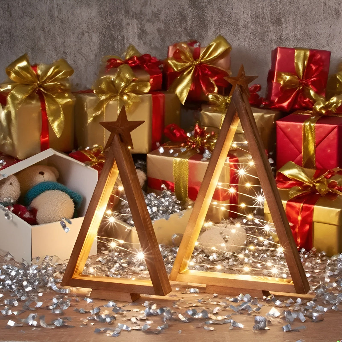 Holz-Weihnachtsbaum mit LED-Licht – Stilvolle Tischdekoration | Ideal für Weihnachten & Ganzjahresdeko - Saisonale
