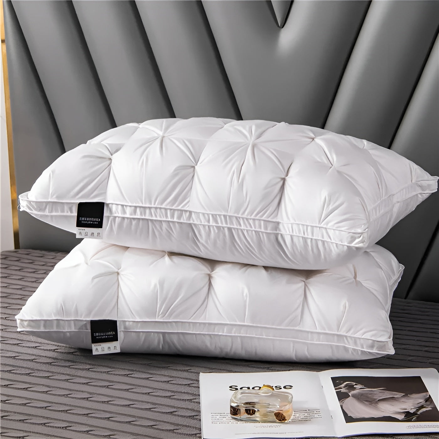 Hotelkissen mit Daunenfüllung – Luxuriös und Komfortabel | Modernes Design für Schlafzimmer und Wohnzimmer - Weiß
