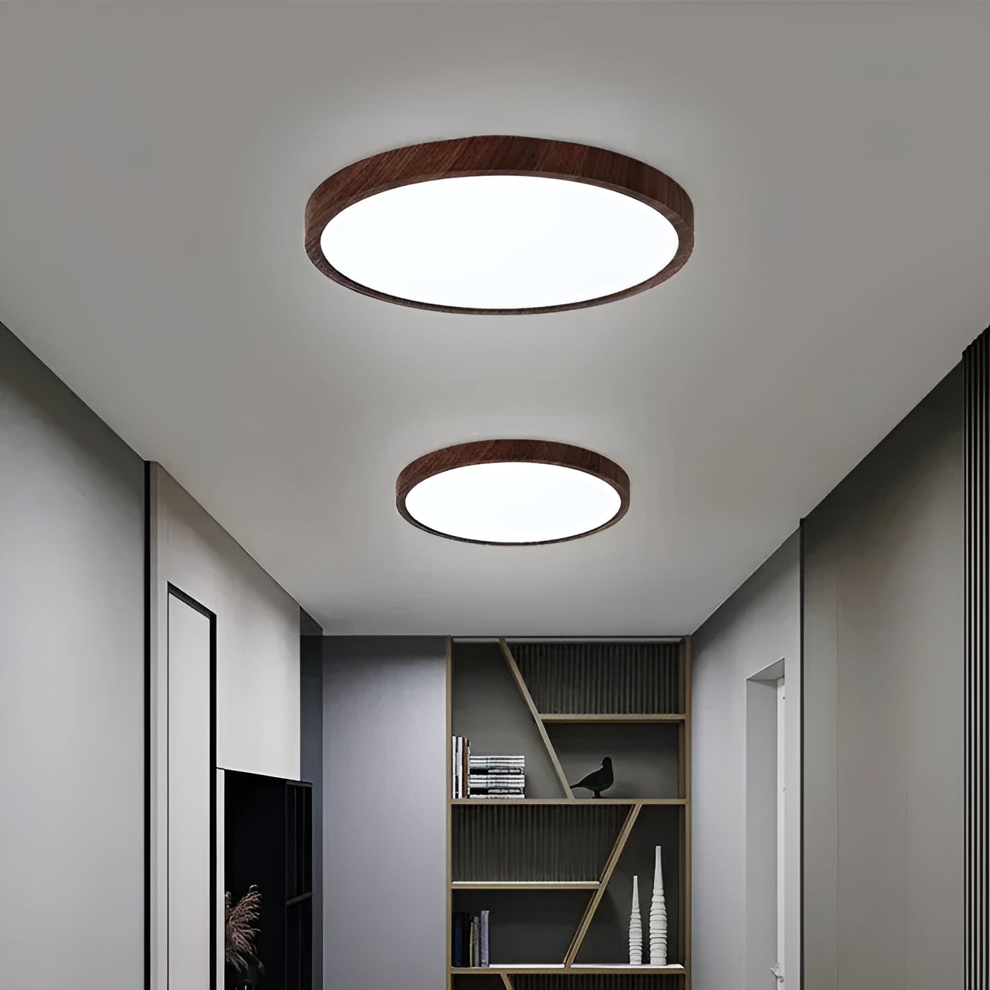 GrainGlow Light - Modern Ultra-Dünne Holz-Deckenleuchte