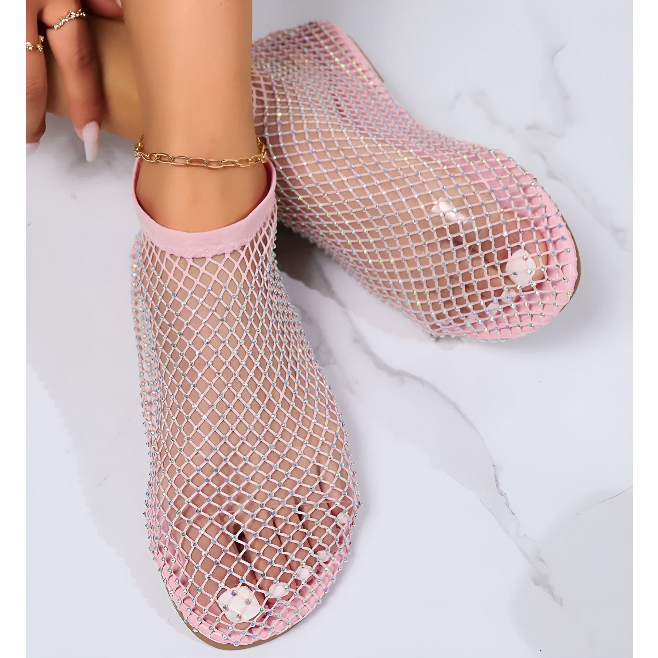 Gemma Mesh Sandals - Elegante und Atmungsaktive Sommersandalen mit Diamant-Luxus - Elegare