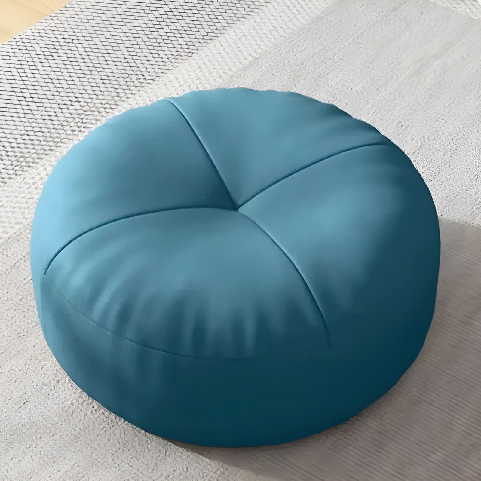 Japanisches Nappa-Leder Sitzkissen Rund – Stilvolles Sitzkissen für Wohnzimmer & Lounge - Blau / 30x12cm - Sitzkissen