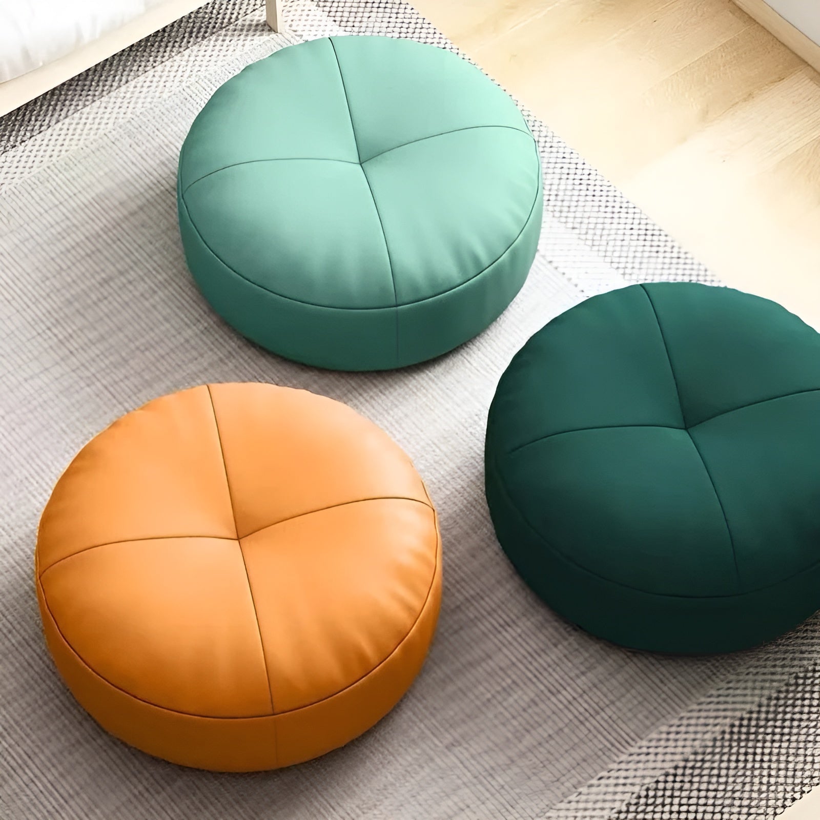 Japanisches Nappa-Leder Sitzkissen Rund – Stilvolles Sitzkissen für Wohnzimmer & Lounge - Sitzkissen
