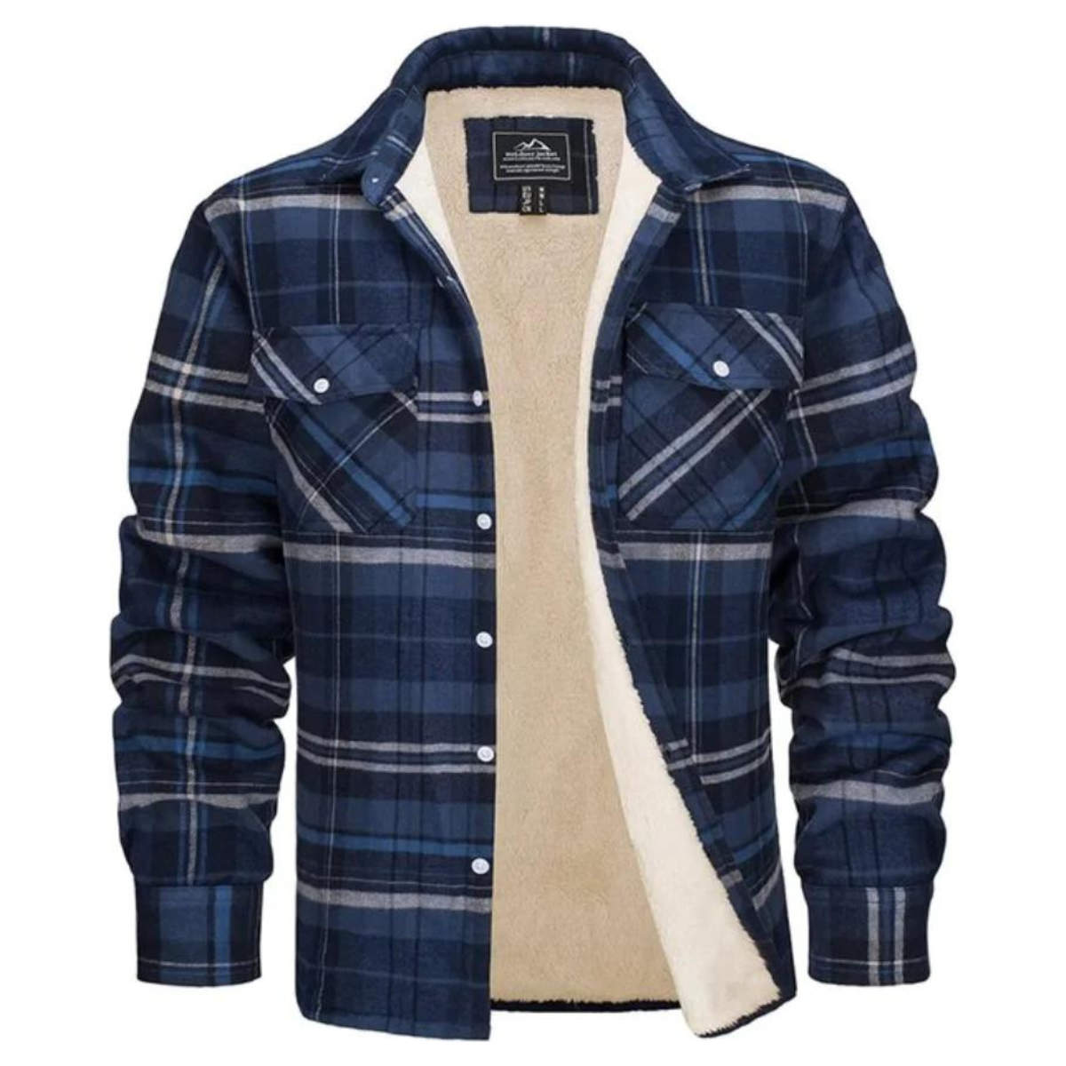 Jasper Jacket - Casual Fleece Checked Jacket for Men - Blau-Grau / S - Wohnzubehör