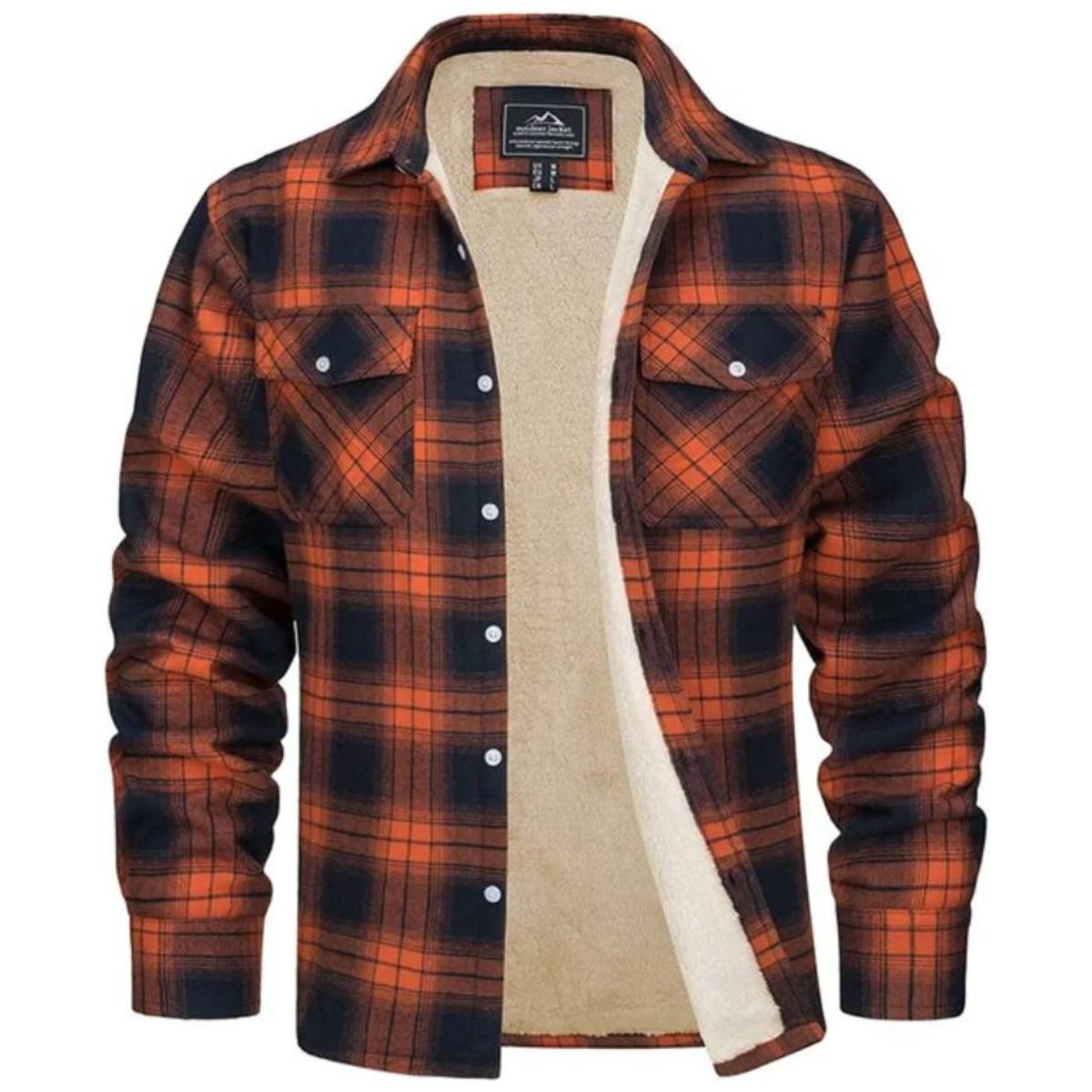 Jasper Jacket - Casual Fleece Checked Jacket for Men - Orange / S - Wohnzubehör