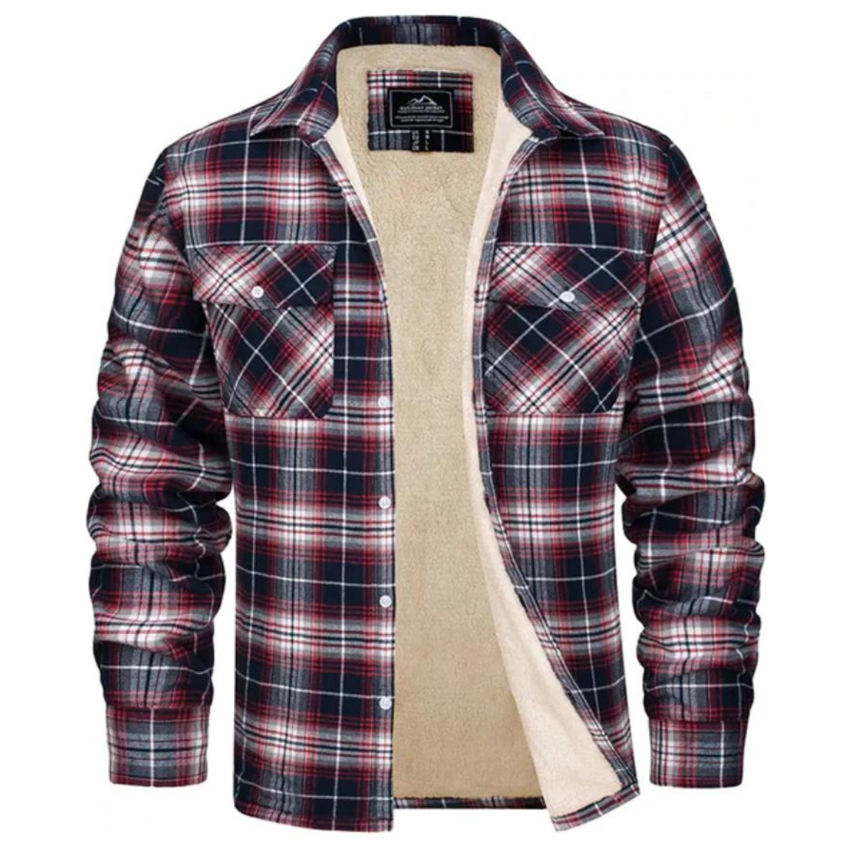 Jasper Jacket - Casual Fleece Checked Jacket for Men - Rot / S - Wohnzubehör