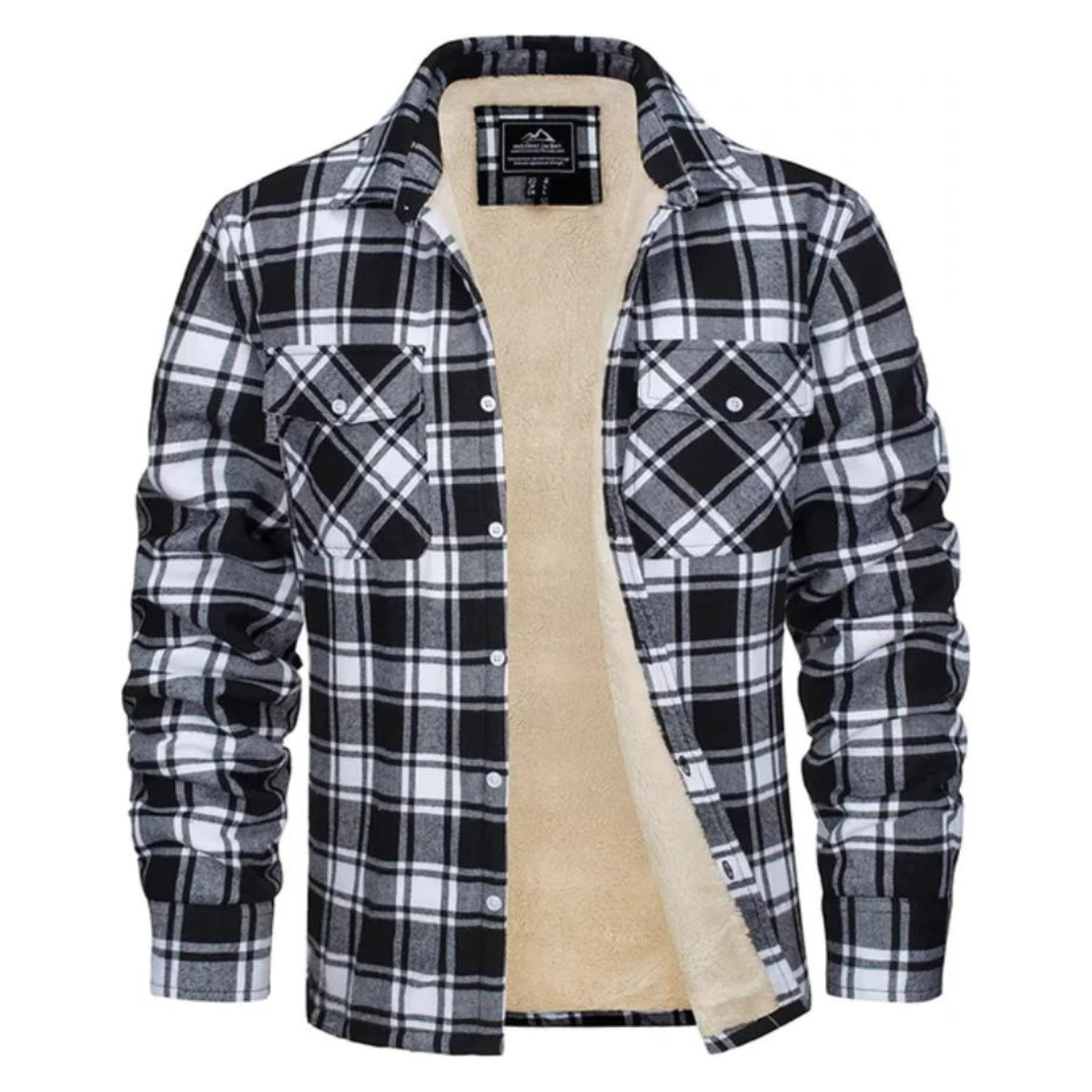 Jasper Jacket - Casual Fleece Checked Jacket for Men - Schwarz / S - Wohnzubehör