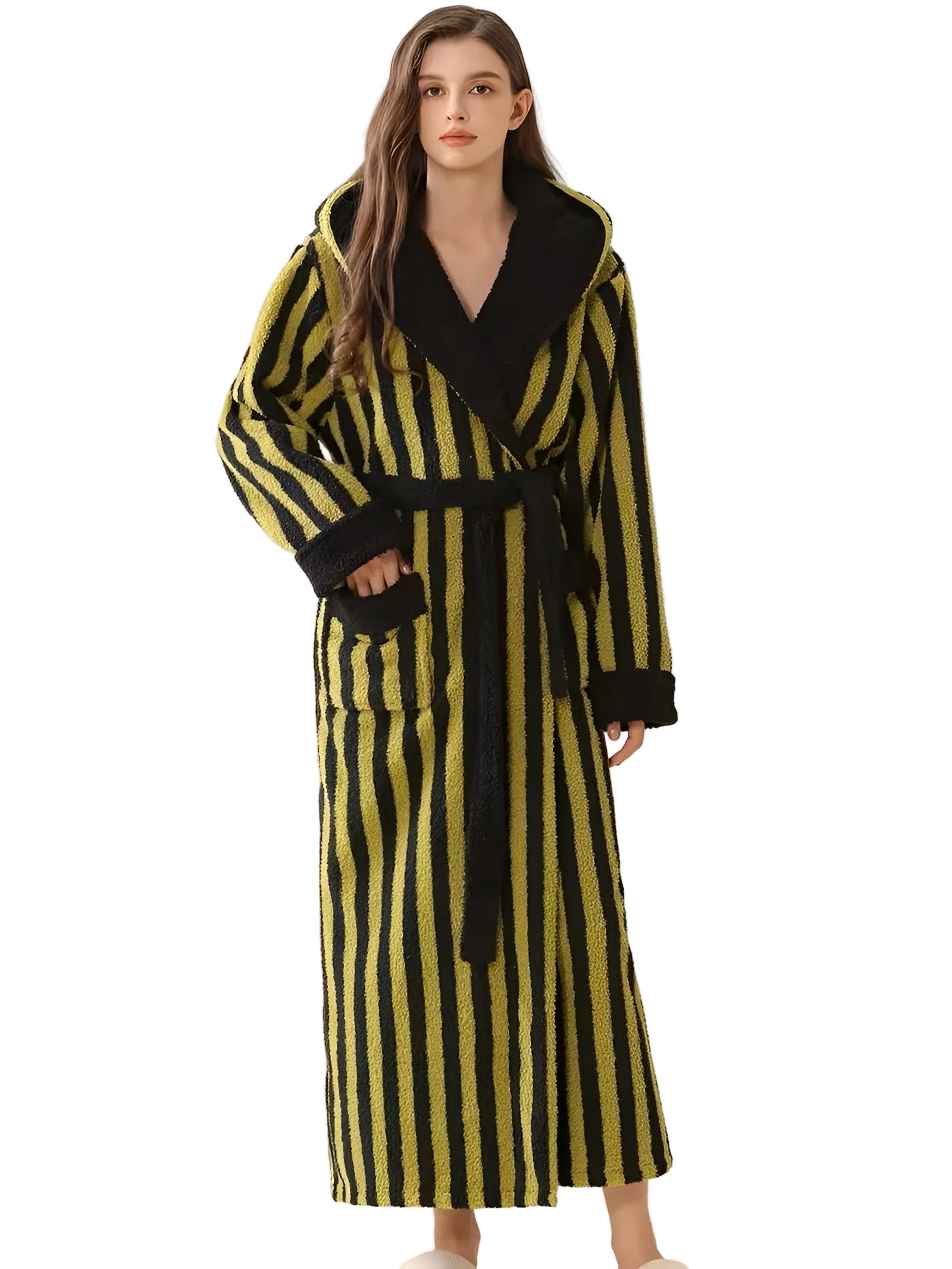 Kapuzen-Bademantel für Damen – Extra Weich & Kuschelig aus Flanell | Warm und Bequem für Kalte Tage - M / Olivgrün