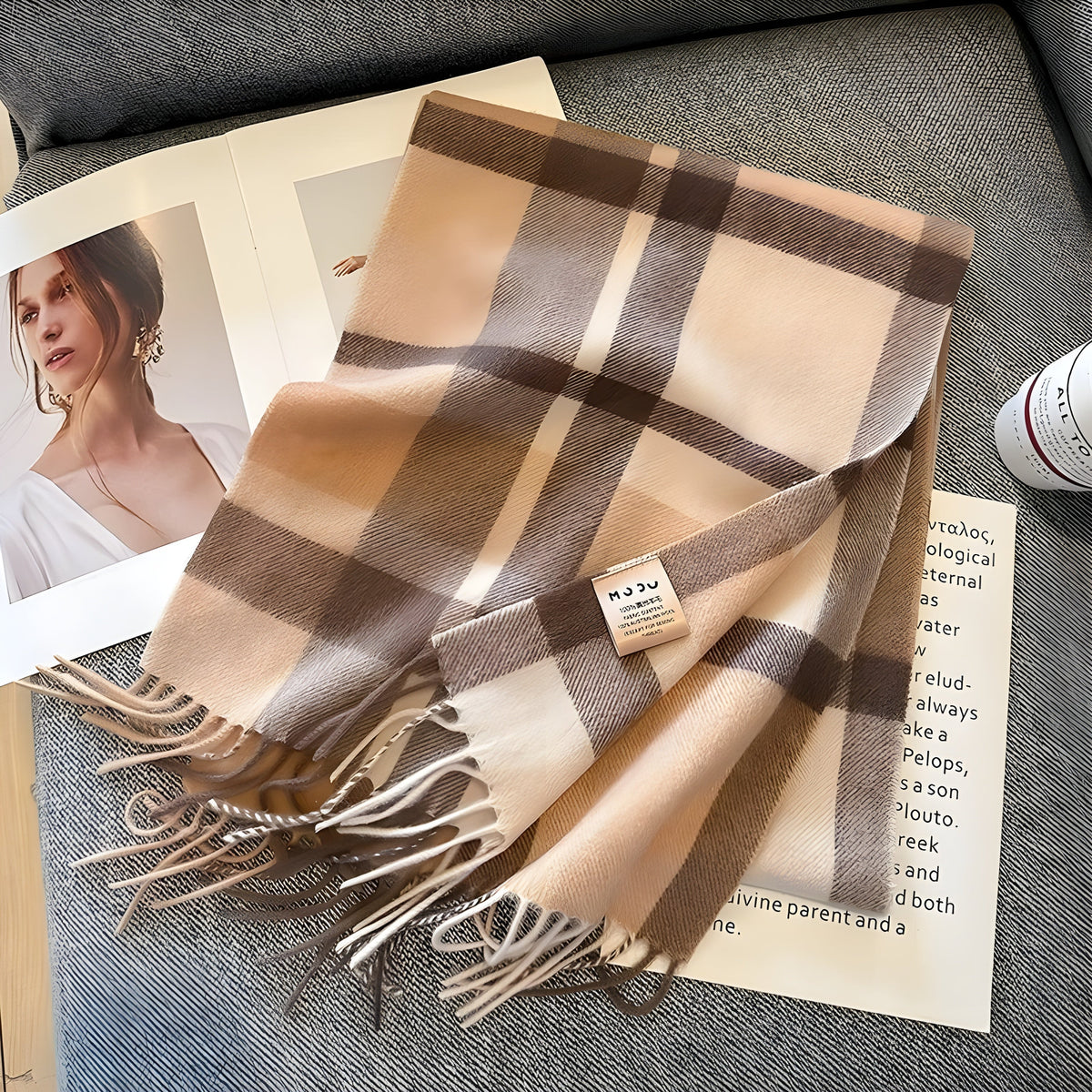Karierter Kaschmir-Winterschal Damen 200×70 cm – Klassisches Muster Weicher Wollschal - Variante S - Damen-Schal