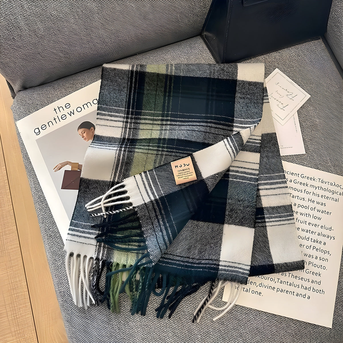 Karierter Kaschmir-Winterschal Damen 200×70 cm – Klassisches Muster Weicher Wollschal - Variante E - Damen-Schal