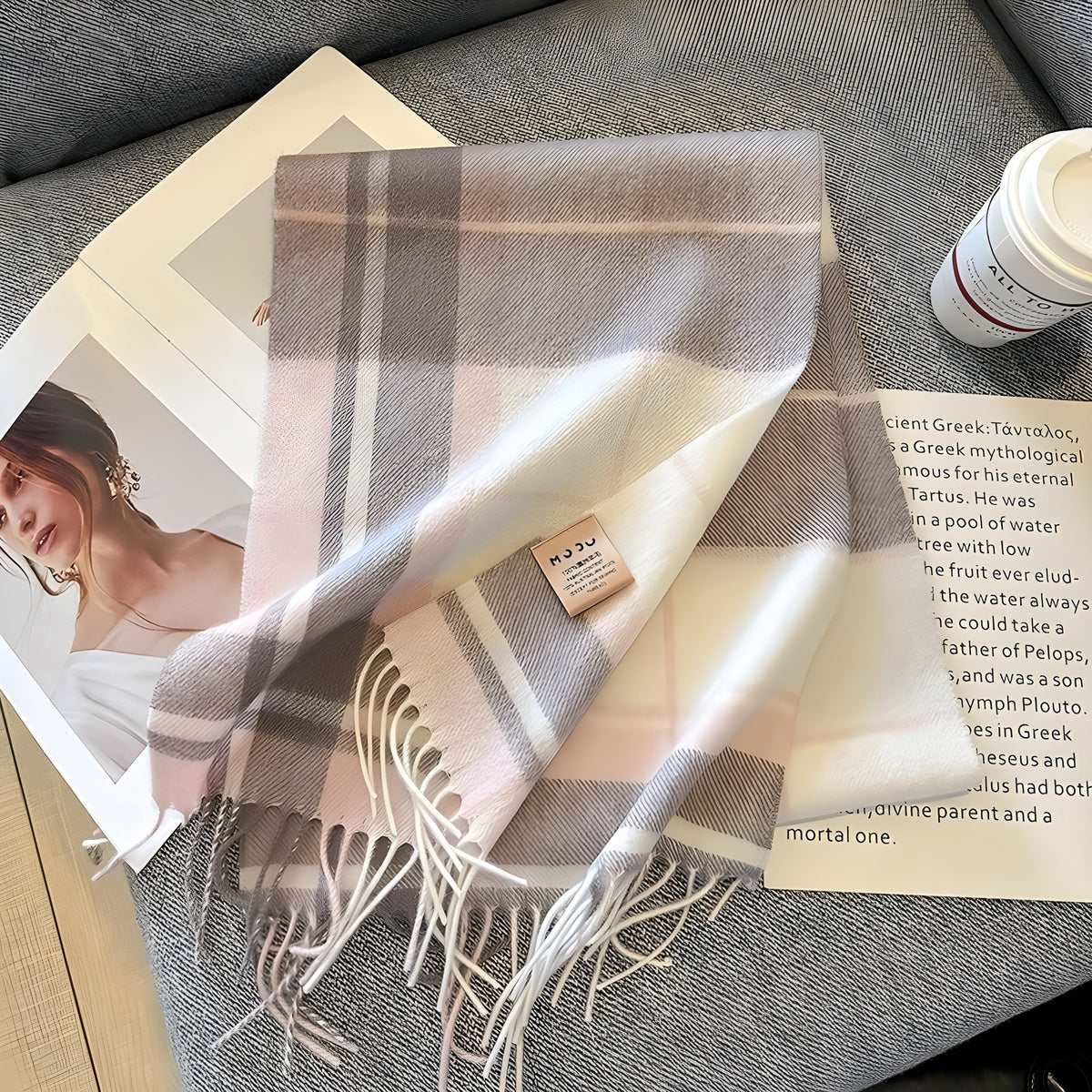Karierter Kaschmir-Winterschal Damen 200×70 cm – Klassisches Muster Weicher Wollschal - Variante F - Damen-Schal