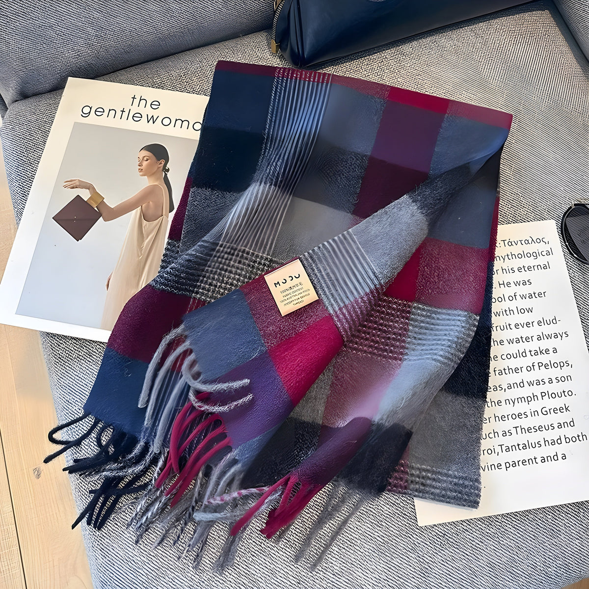 Karierter Kaschmir-Winterschal Damen 200×70 cm – Klassisches Muster Weicher Wollschal - Variante D - Damen-Schal