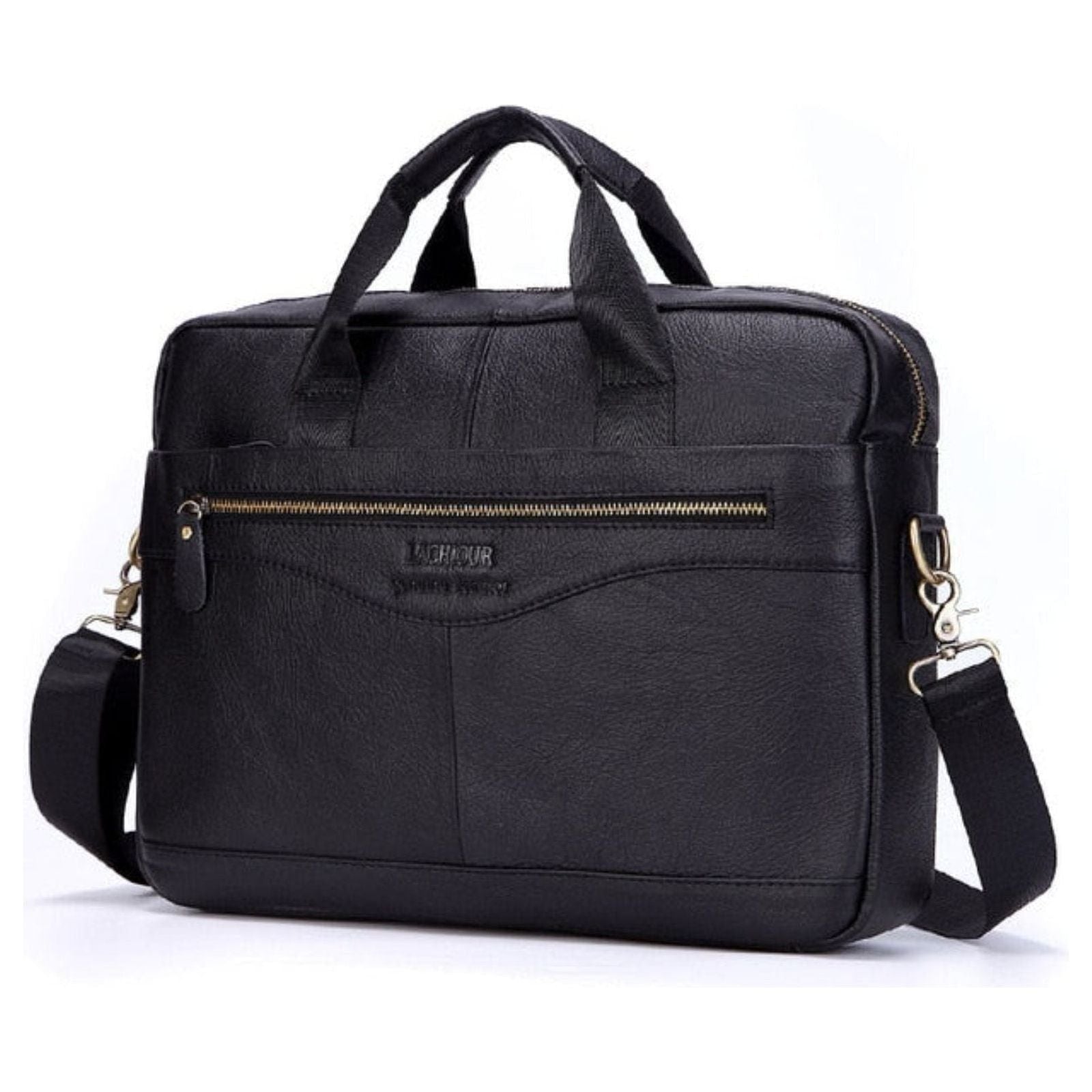 Karsten Tasche - Echtes Leder Laptop Business Reisetasche - Schwarz 27 - Handtasche