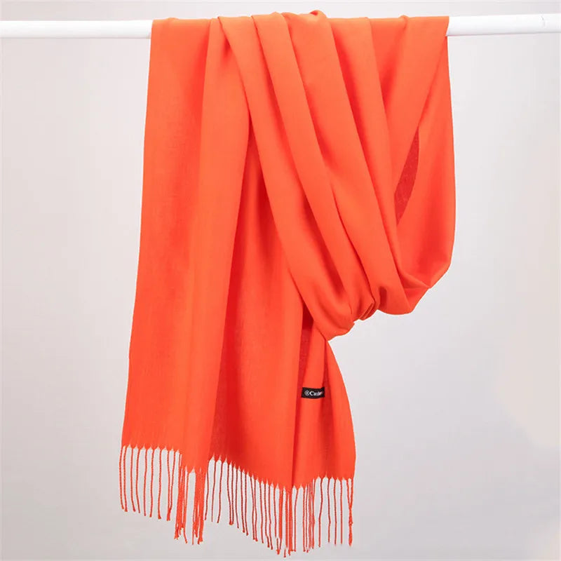 Kaschmir Damen-Schal extra lang – weicher Winterschal in 10 Farben - Orange - Schals und Tücher